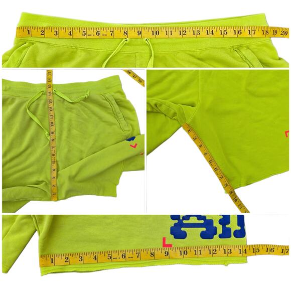 Neon Yellow/Green Nike AIR Shorts Size XL Graphic Print Drawstring Gym Pockets - Picture 7 of 8
